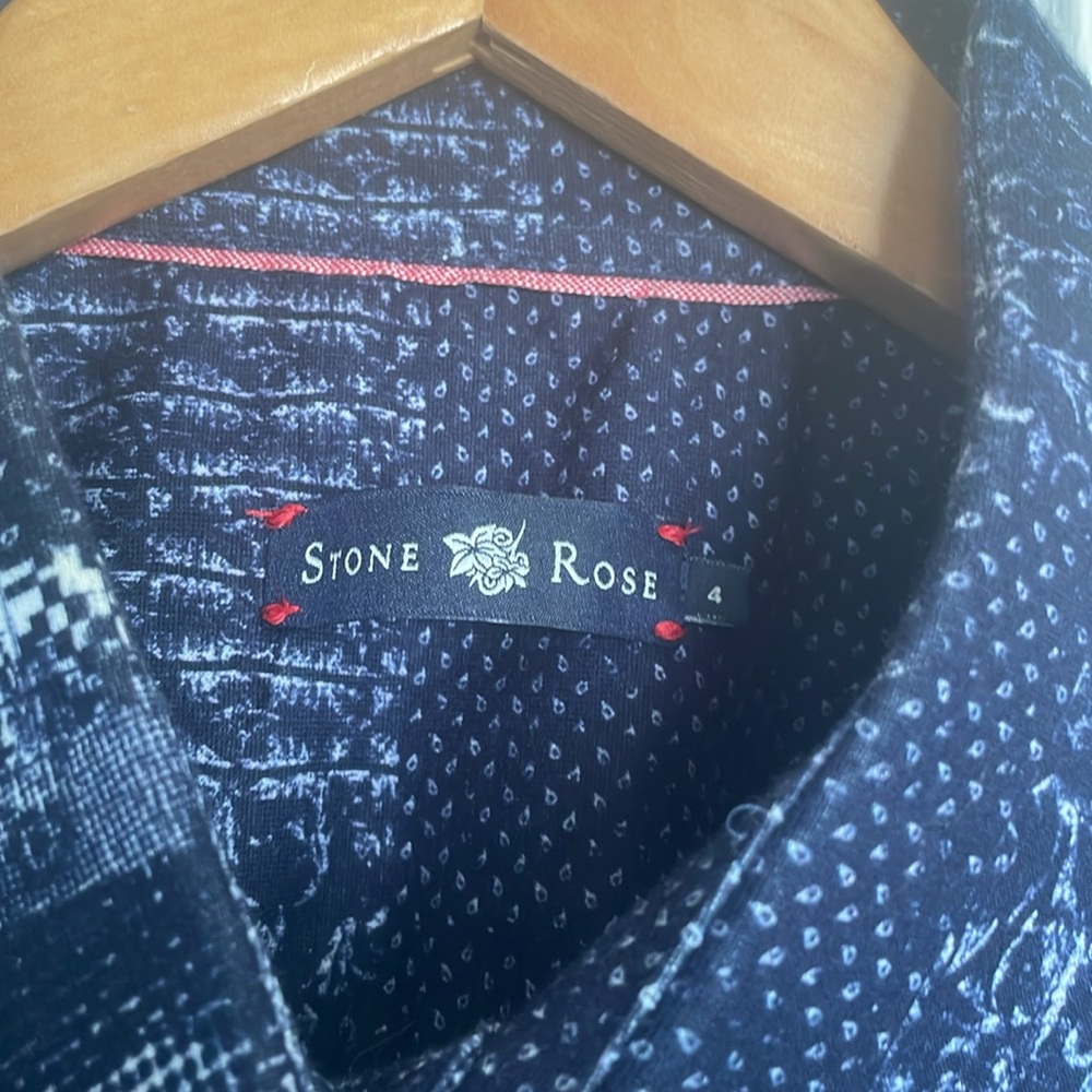 Stone Rose - Navy Patchwork Patterned Shirt - image 2